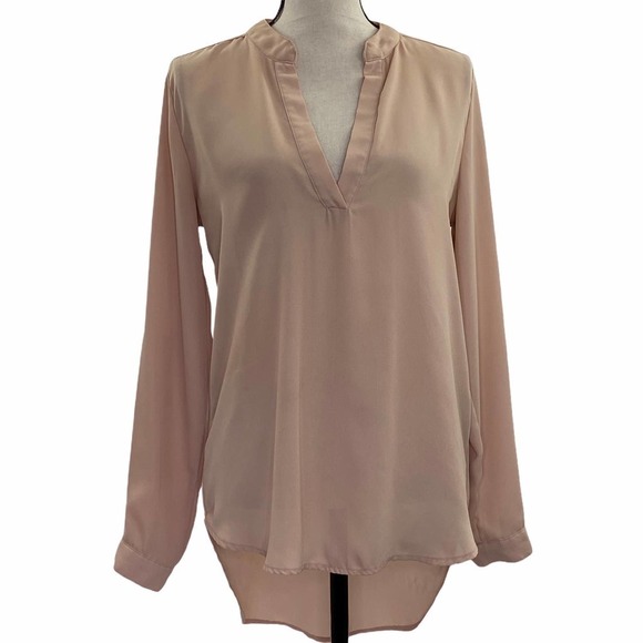 CHARLOTTE Russe Peach Split Neck Blouse Size Large - Picture 1 of 12